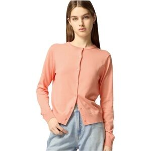 J. Crew Cardigan Sweater Apricot Orange Cotton Blend Size M #1776